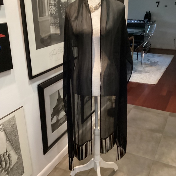 Crazy Horse Vintage Scarf Black  MESH LIKE MATERIAL. UNIQUE - Picture 4 of 4